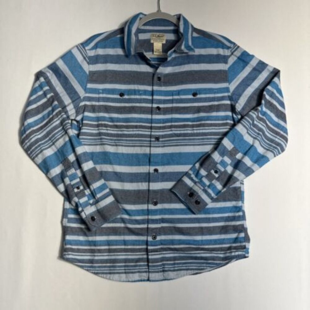 LL Bean Flannel Shirt Mens S Wicked Soft Striped Slightly Fitted Untucked Fit